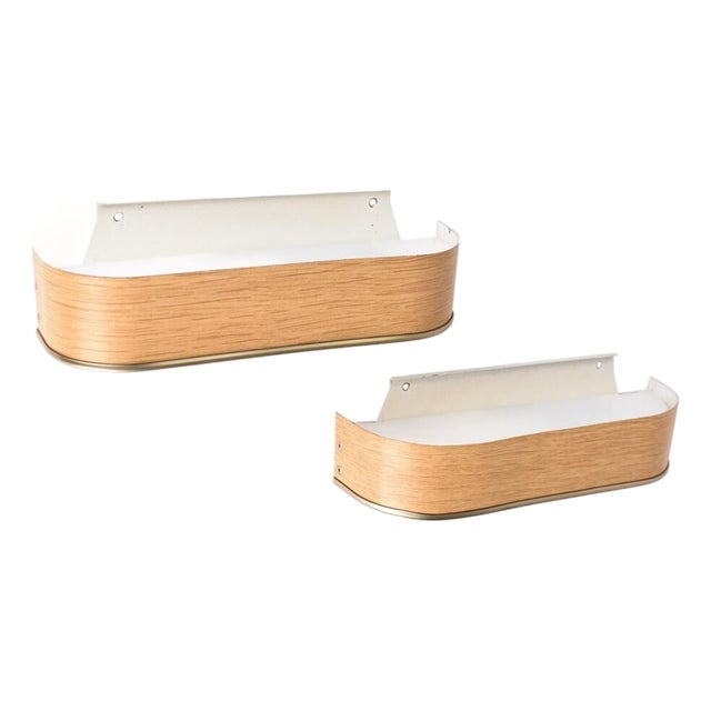 Mid 20th Century Mid Century Modern Scandinavian Wall Sconces Faux Wood - a Pair For Sale