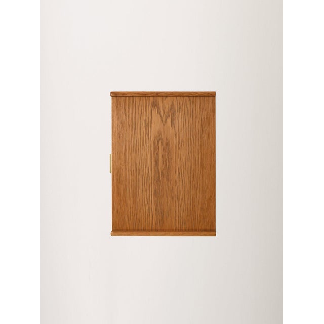 Brown Vintage Scandinavian Bedside Table with Brass Handle, 1950s For Sale - Image 8 of 9