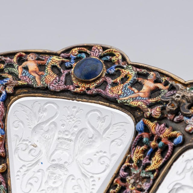 Metal Antique 19th Century Austrian Silver, Enamel & Rock Crystal Dish by Rudolf Linke, 1890s For Sale - Image 7 of 18