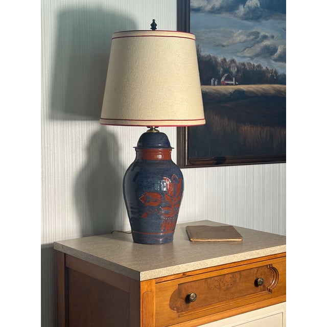 Special 1986 vintage Turtle Creek Pottery ceramic table lamp. Created by Artist lamp sculptor G. Shooner in 1986. Really...