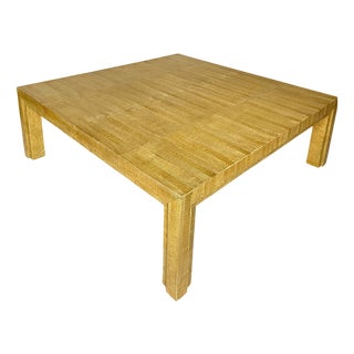 Ostrich Leather Coffee Table attributed to R&Y Augousti, 1990s For Sale