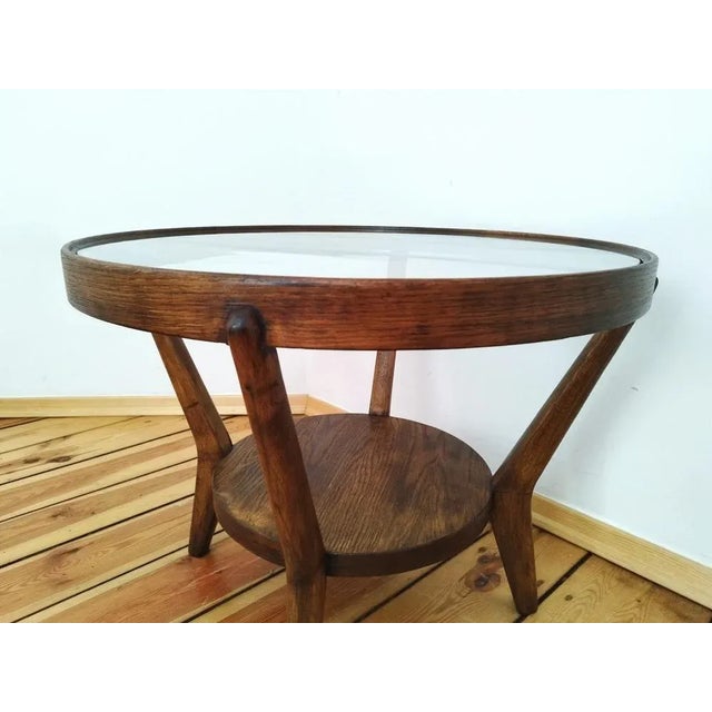 Brown Coffee Table attributed to K. Kozelka for Interier Praha, Czechoslovakia, 1930s For Sale - Image 8 of 11