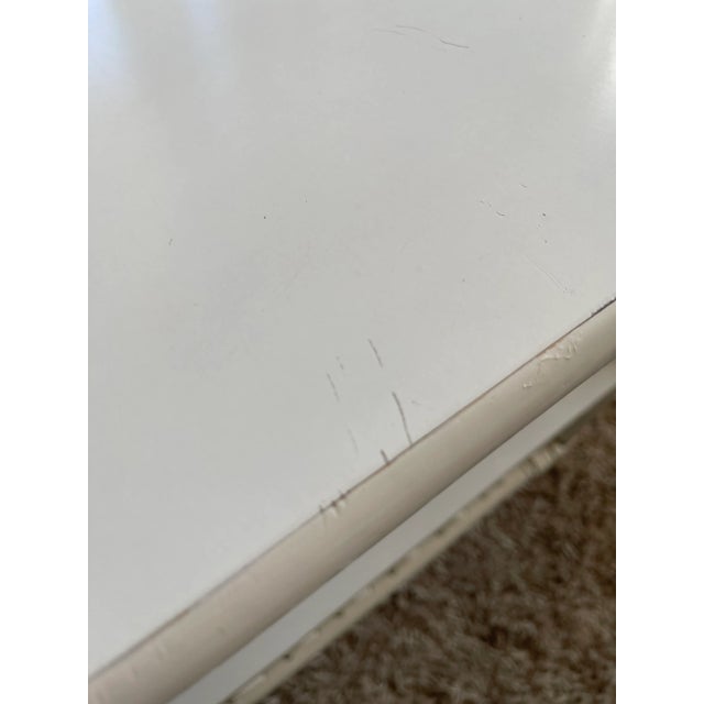 1950’s Henry Olko for Willow & Reed White Lattice Rattan Triangular Corner Table For Sale - Image 9 of 13