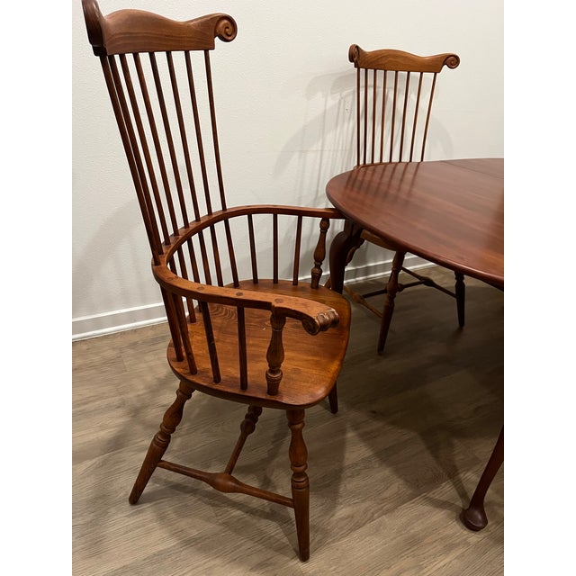 Beautiful American-made solid cherry wood oval dining table with (4) chairs from the Bob Timberlake collaboration. The...