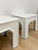 Vintage Side Tables White Painted Parquet Faux Bamboo Regency Pair Accent Tables For Sale - Image 9 of 10