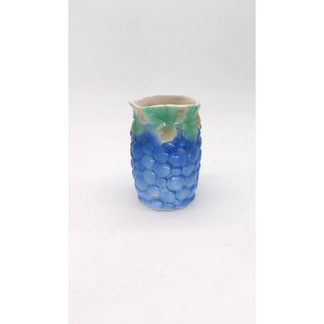 1930s Antique Majolica Grape Pottery Pitcher With Vines From Czecho Slovakia For Sale - Image 5 of 6