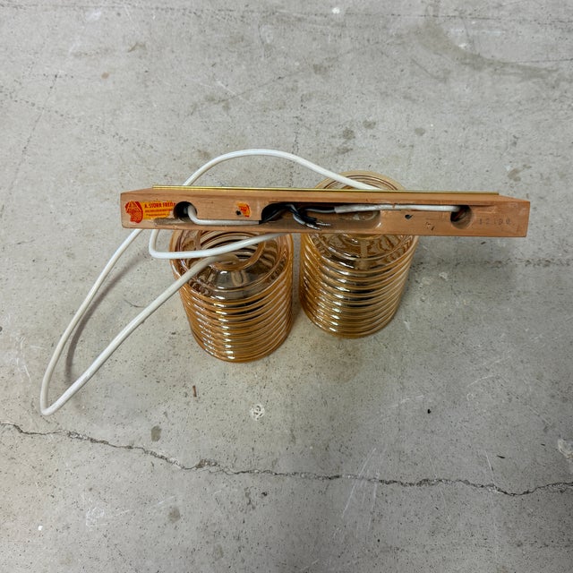 Vintage Ceiling Lamp with Two Amber Shades, 1960s For Sale - Image 11 of 12