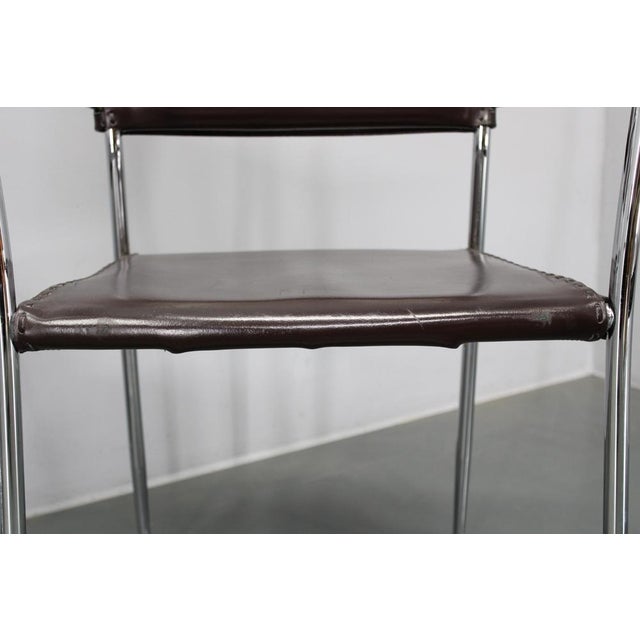 Black Mid-Century Modern Armchairs in Leather & Chrome from Arper, 1980s, Set of 6 For Sale - Image 8 of 18