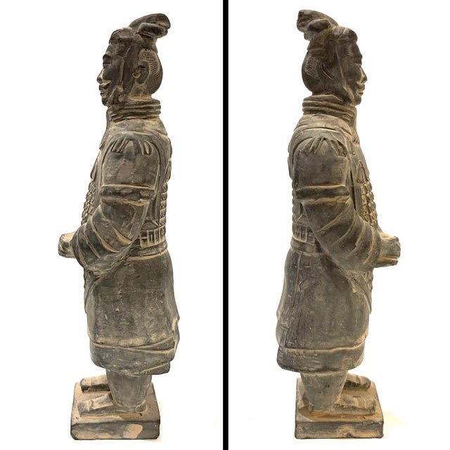 Tan Vintage 1980's Chinese Terra Cotta Tomb Warrior Figures - Set of Three For Sale - Image 8 of 13
