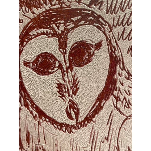 Enamel on metal MCM style of an owl by Knoxville artist Dr. Stephen Krauss. Krauss was a world traveler, getting...