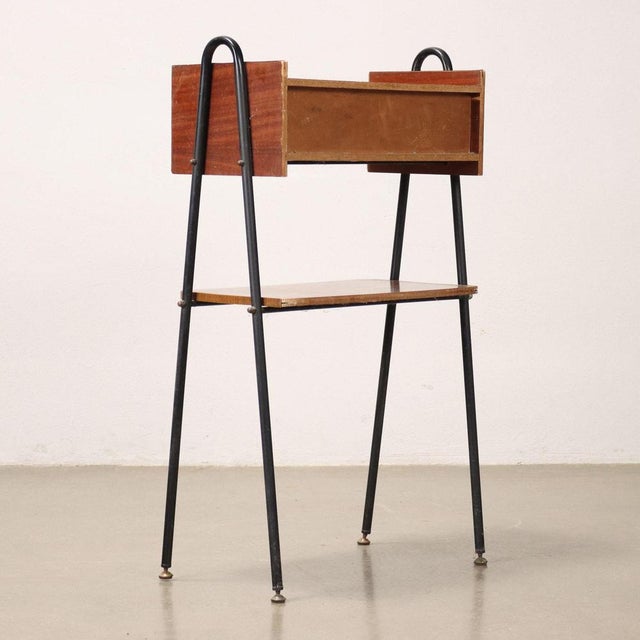 Brown Small Cabinet with Open Compartment and Shelf, 1960s For Sale - Image 8 of 9