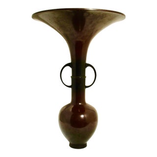 Japanese Bronze Floral Vase For Sale