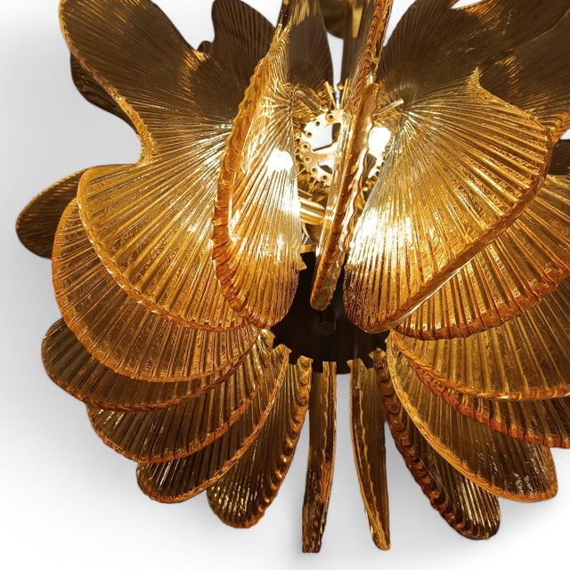 Wavy Golden Plate Ceiling Lamp For Sale - Image 5 of 7