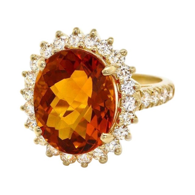 Natural Citrine 3.60cts & Diamond 1.0cts Ring in 18k Gold For Sale - Image 4 of 8