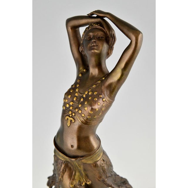 Metal Vintage Art Deco Centerpiece in Bronze and Marble, 1925 For Sale - Image 7 of 12