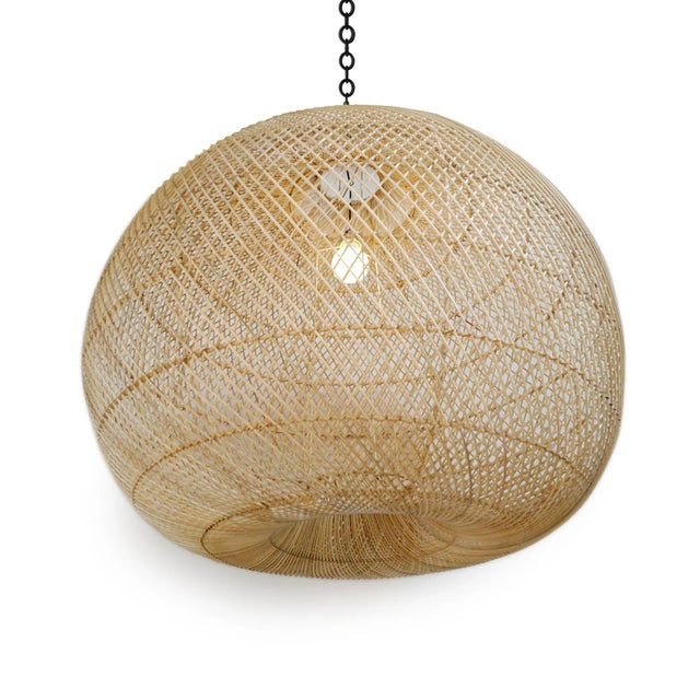Rattan Donut Globe Pendant Light Large For Sale