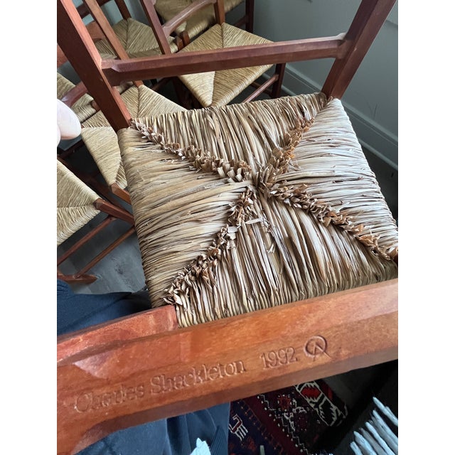 These eight Cottage Dining Chairs were hand-hewn in Vermont by Charles Shackleton artisans 30+ years ago in a design that...