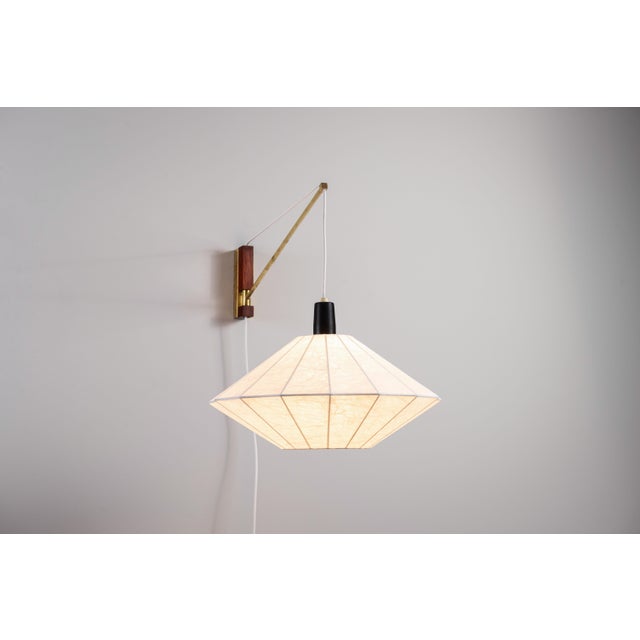 Suspendable Wall Lamp with Brass and Wood Details, 1960s For Sale - Image 6 of 15