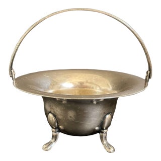 Empire Silver Co Silverplate Footed Serving Bowl With Greek Key Handle For Sale