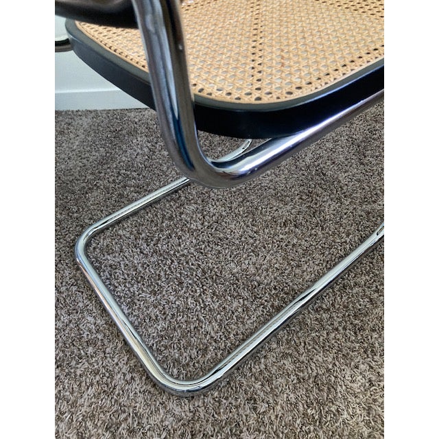 1988 Thonet Classic Breuer Side Chairs – Natural Cane, 410 Black Enamel – Pair For Sale - Image 12 of 18