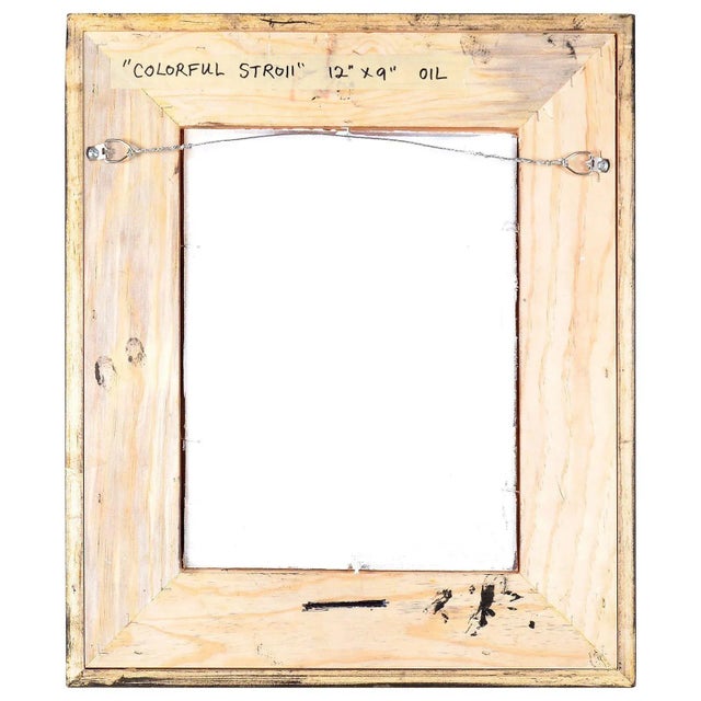 2020s Betty Carr Colorful Stroll Oil Painting on Board For Sale - Image 5 of 6