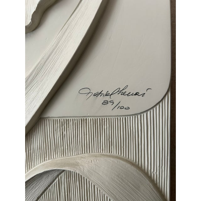 1980s White Iris Relief Signed Limited Edition, Large 36 Inch, Botanical Wall Art For Sale - Image 5 of 14