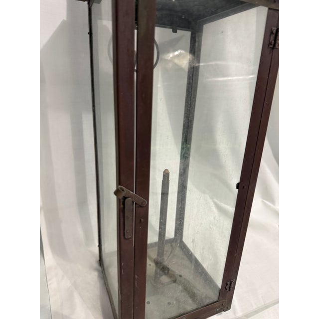 Set of 2 gorgeous outdoor lanterns. These run on natural gas and are in great used condition. Still working, all glass...