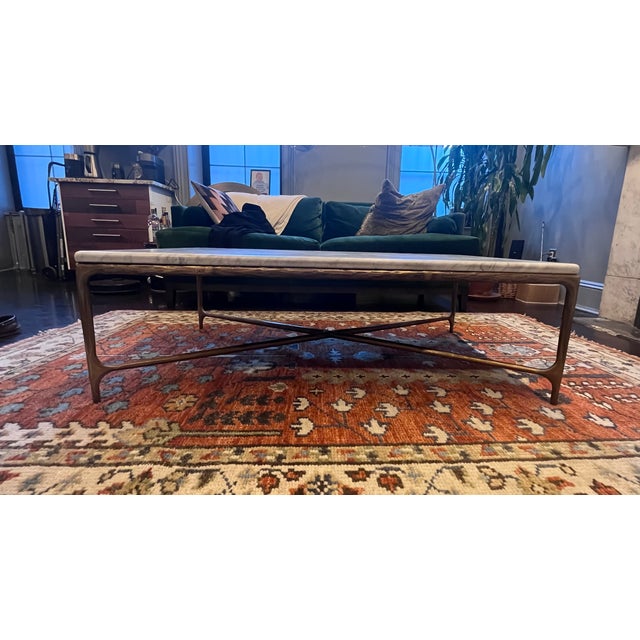 2020s Restoration Hardware Marble Coffee Table – Thaddeus Style, 48” Rectangular For Sale - Image 5 of 6