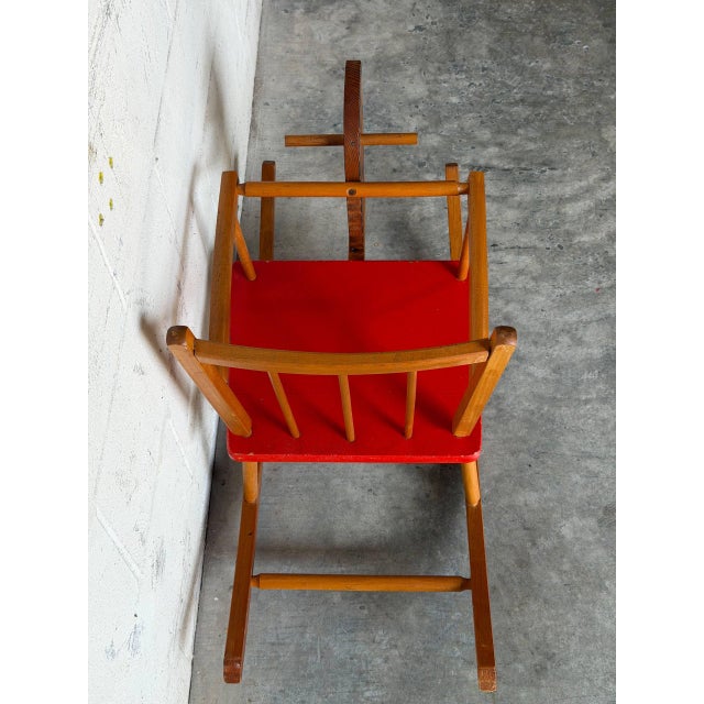 Red Pine Rocking Horse Toy With Red Seat Danish Mid-Century Modern 1960s For Sale - Image 8 of 10