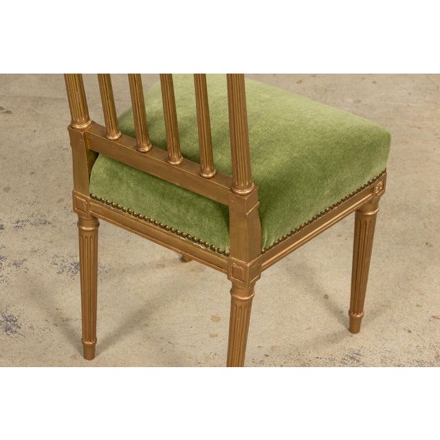 Antique French Louis XVI Style Giltwood Dining Chairs in Green Mohair, Set of 6 For Sale - Image 18 of 18