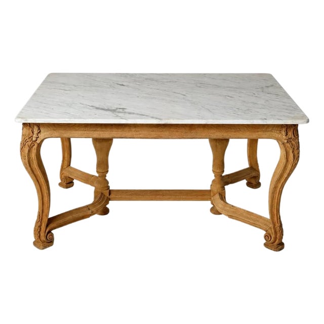 20th Century French Oak and Marble Farmhouse Table For Sale