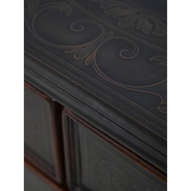 Theodore Alexander Embossed Metal Chest W. Bun Feet For Sale - Image 9 of 18