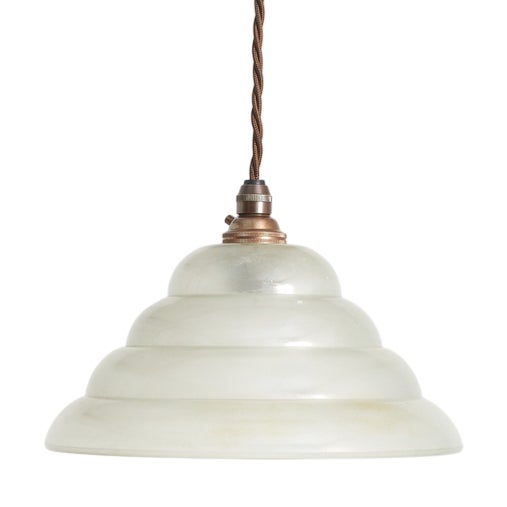 Vintage French Beehive Glass Pendant Light, 1930s For Sale