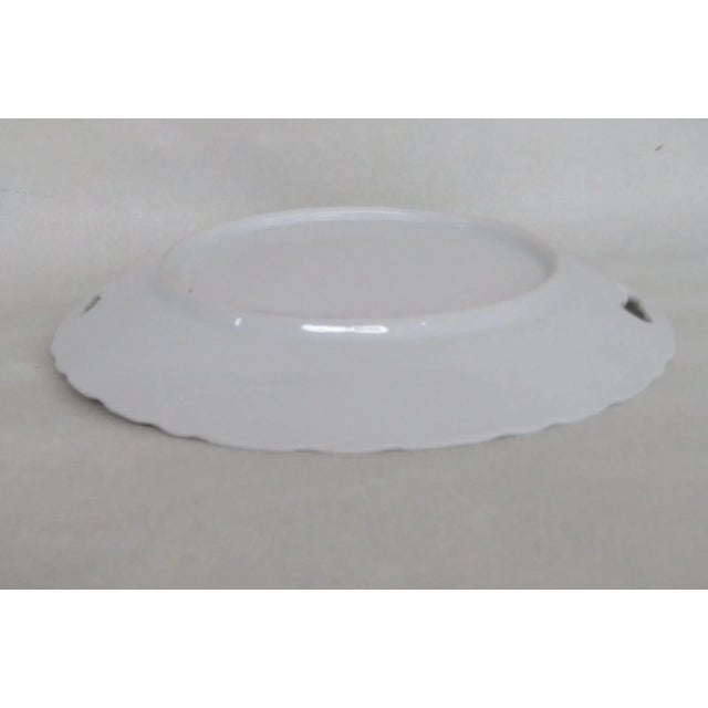 White Shabby Chic Porcelain Pink Roses Floral Serving Plate With Handles For Sale - Image 8 of 13