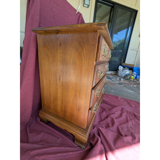 Vintage Chippendale Style 4-Drawer Bachelor Nightstand For Sale - Image 4 of 7