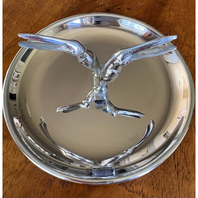 Silver Restoration Hardware Silver Crane Ashtray with Cigarette Holder For Sale - Image 8 of 12