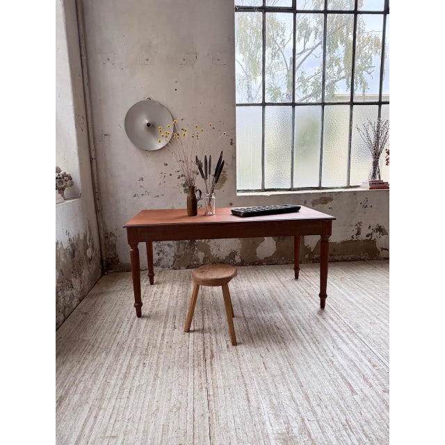 Wood Cherrywood Table with Turned Legs, 1950s For Sale - Image 7 of 18