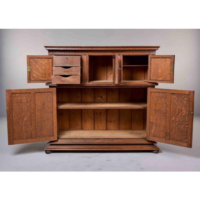Wood 19th Century French Oak Two-Part Cabinet in the Louis XIII Style For Sale - Image 7 of 12