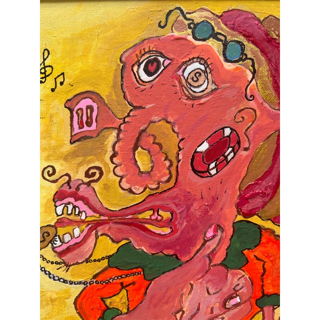 Pink Original Serg Graff "PigMaster" – Unique Surreal Naïve Fantasy Acrylic Artwork For Sale - Image 8 of 11