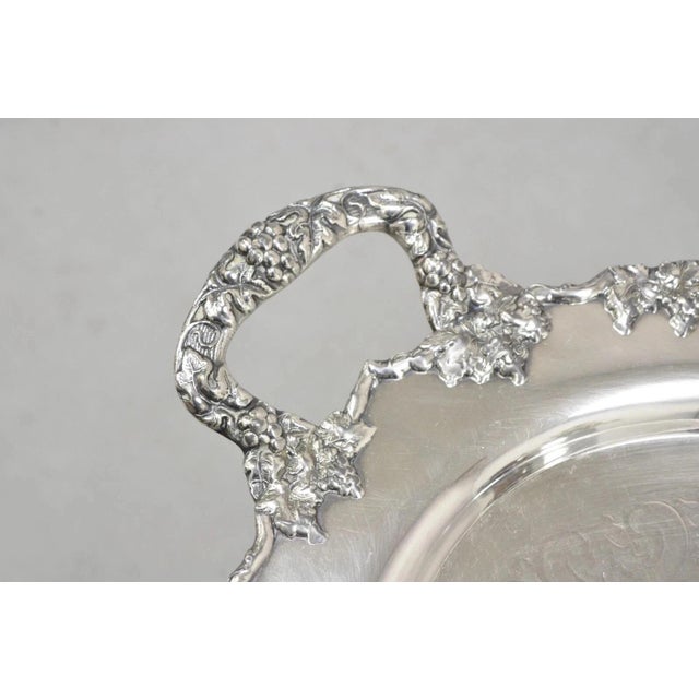 Vintage Crescent 1082 Victorian Style Silver Plated Oval Serving Platter Tray For Sale - Image 4 of 10