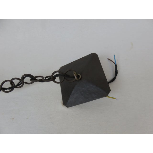 Small Antique Art Nouveau Wrought Iron and Glass Ceiling Lamp For Sale - Image 14 of 18