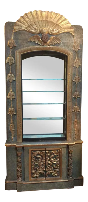 Open Mirrored & Giltwood Display Cabinet