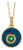 Blue Enamel Jade Stone Evil Eye Pendant Gold Chain Necklace For Sale