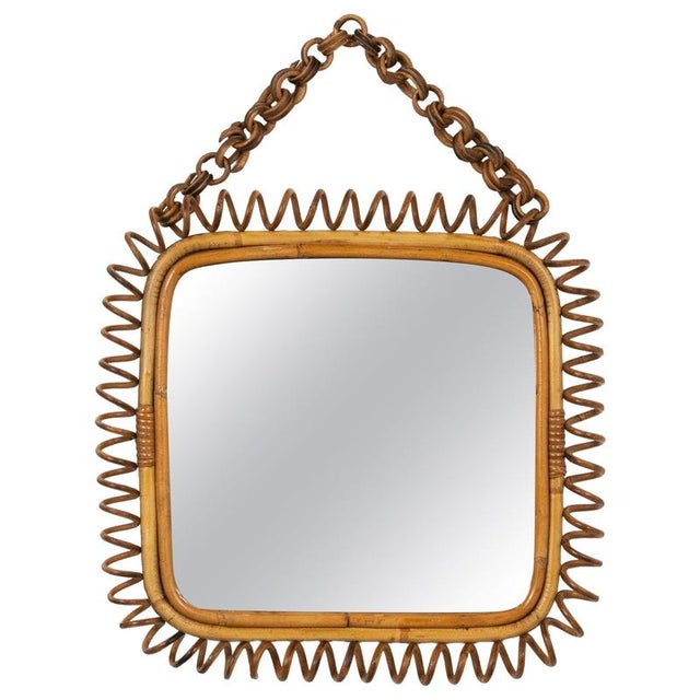Mid-Century Modern Squared Wall Mirror in Rattan and Bamboo by Franco Albini, 1960s For Sale - Image 10 of 10