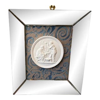 Vintage Neo Classic Characters Porcelain Plate Framed in Mirror For Sale