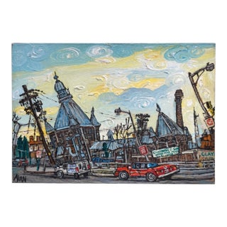 Baltimore Maryland Penitentiary Cityscape Painting — Alan Streets, British (B. 1969) For Sale