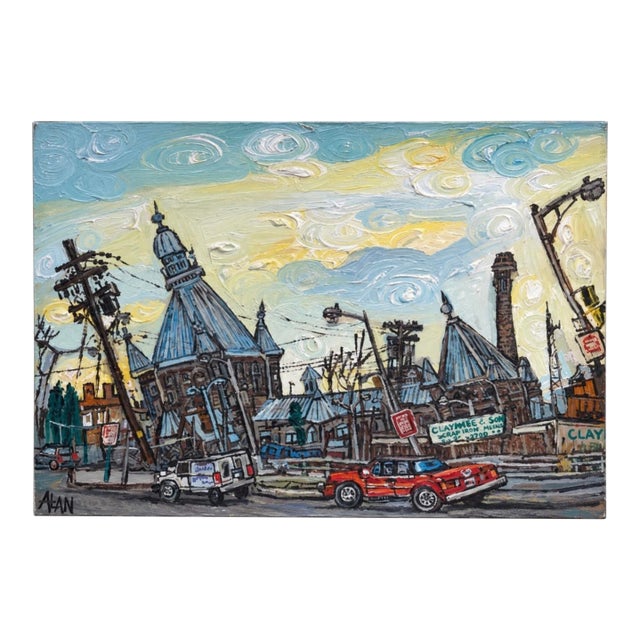 Baltimore Maryland Penitentiary Cityscape Painting — Alan Streets, British (B. 1969) For Sale