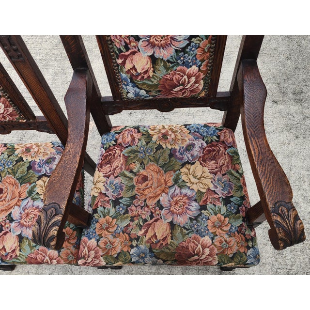 Late 19th Century Antique English Oak Dining Chairs 1800s Set of 6 For Sale - Image 5 of 16