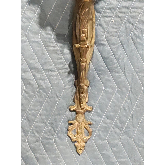 Late 19th Century French Louis XVI Revival Wrought Iron Ribbon Bow Wall Sconces With Ruffled Glass Shades - a Pair For Sale In New Orleans - Image 6 of 7