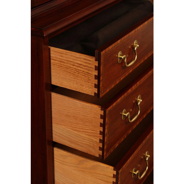 Henkel Harris Georgian Style Inlaid Mahogany Breakfront Bookcase For Sale - Image 9 of 12